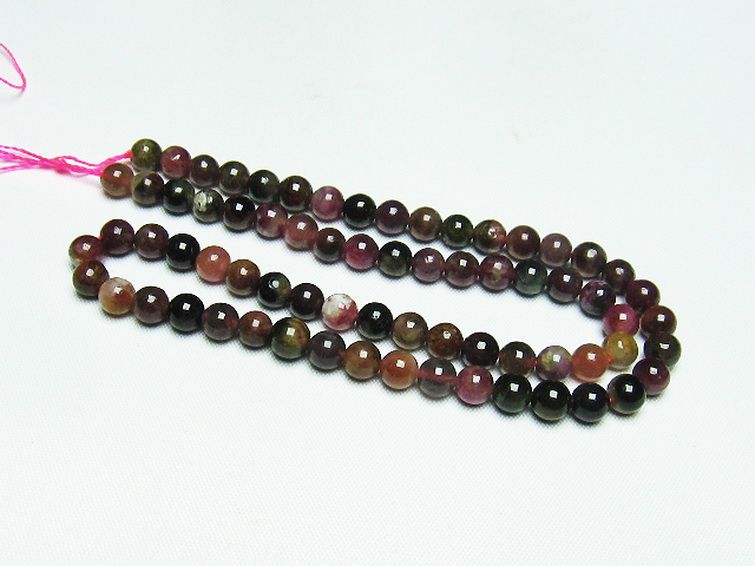 ミックスカラー トルマリン 一連 ビーズ 6mm [t75-6953] 2枚目