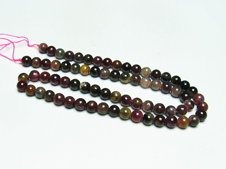 ミックスカラー トルマリン 一連 ビーズ 6mm [t75-6959] 2枚目