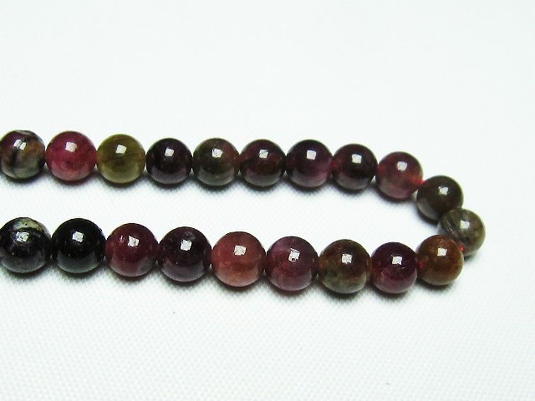 ミックスカラー トルマリン 一連 ビーズ 6mm [t75-6959] 3枚目