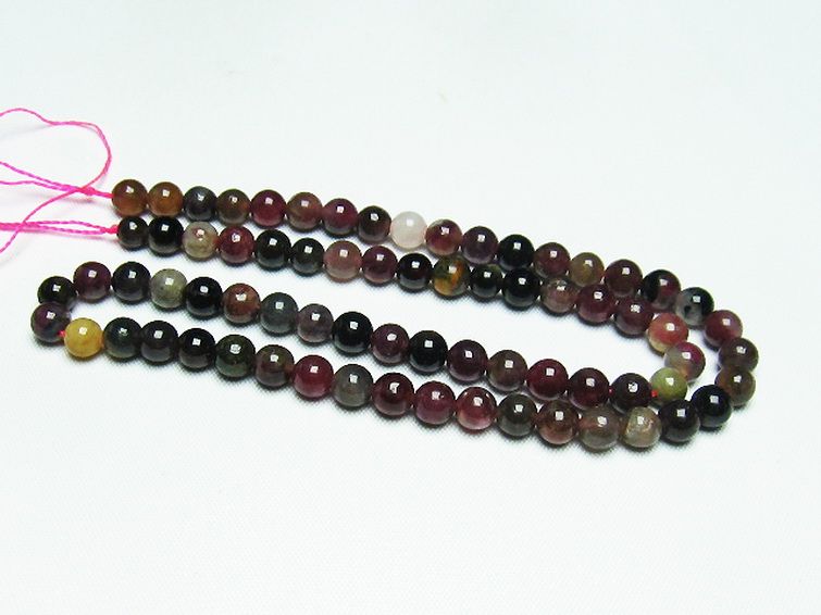 ミックスカラー トルマリン 一連 ビーズ 6mm [t75-6974] 2枚目
