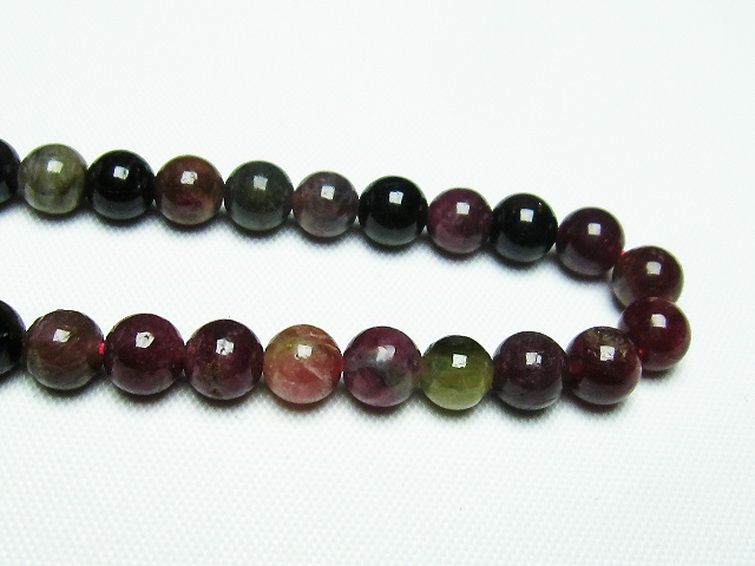 ミックスカラー トルマリン 一連 ビーズ 6mm [t75-6974] 3枚目