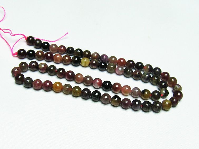 ミックスカラー トルマリン 一連 ビーズ 6mm [t75-6978] 2枚目