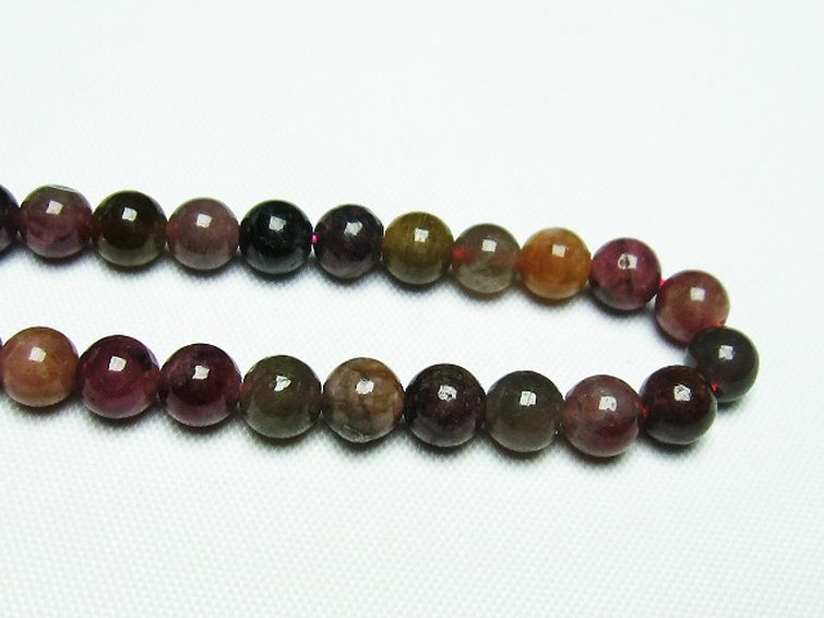 ミックスカラー トルマリン 一連 ビーズ 6mm [t75-6978] 3枚目
