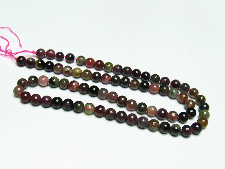 ミックスカラー トルマリン 一連 ビーズ 6mm [t75-6987] 2枚目