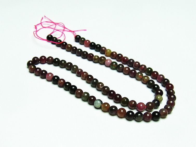ミックスカラー トルマリン 一連 ビーズ 5mm [t75-7027] 2枚目