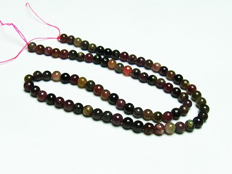 ミックスカラー トルマリン 一連 ビーズ 5mm [t75-7102] 2枚目