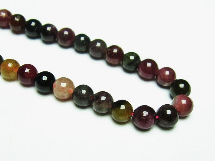ミックスカラー トルマリン 一連 ビーズ 5mm [t75-7102] 3枚目