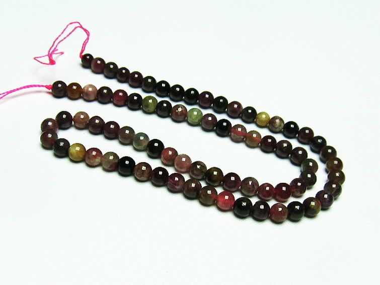 ミックスカラー トルマリン 一連 ビーズ 6mm [t75-7190] 2枚目
