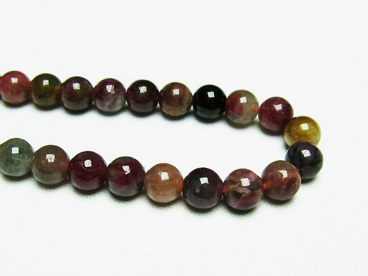 ミックスカラー トルマリン 一連 ビーズ 6mm [t75-7190] 3枚目