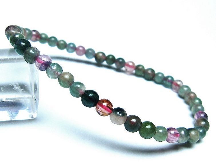 ミックスカラートルマリン ブレスレット 4mm [t75-7337] 1枚目