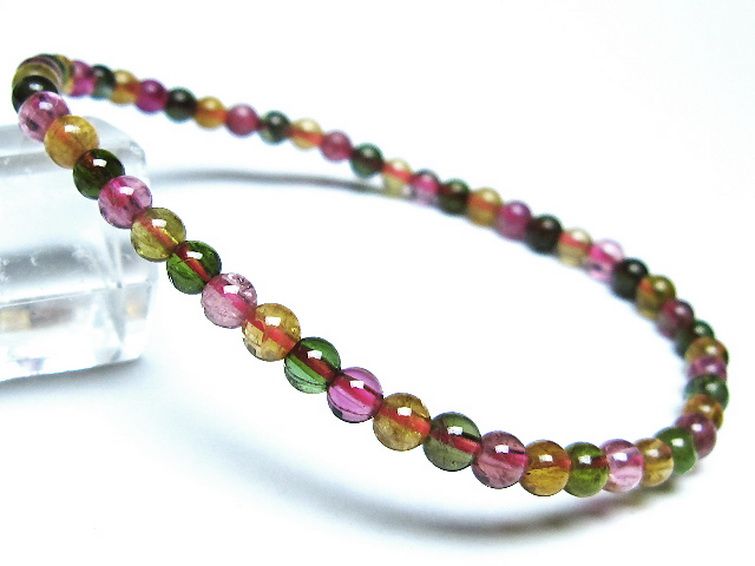 ミックスカラートルマリン ブレスレット 4mm [t75-7372] 1枚目