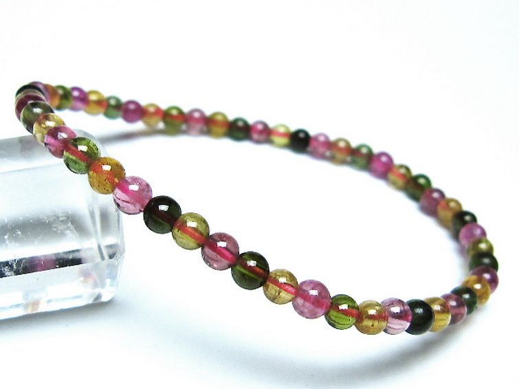 ミックスカラートルマリン ブレスレット 4mm [t75-7377] 1枚目