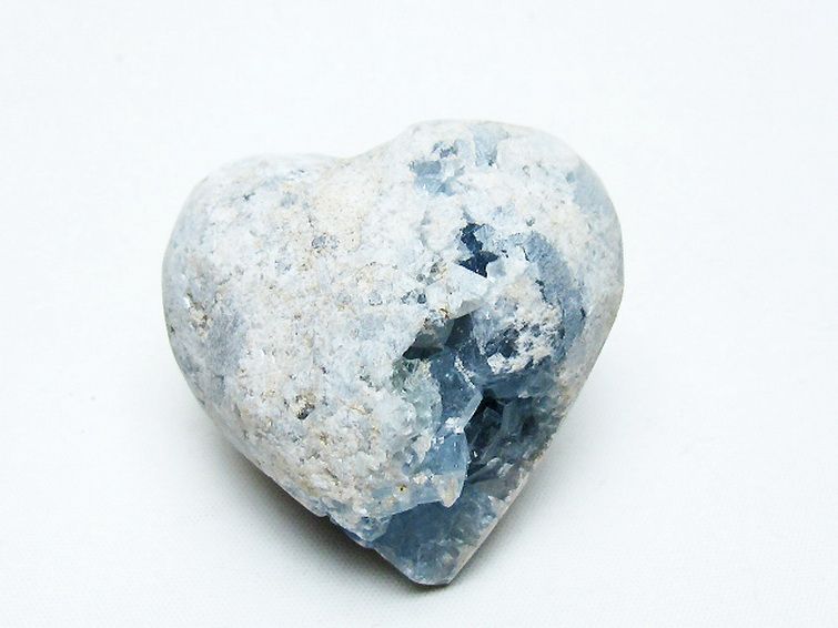 セレスタイト 天青石 ハートシェイプ 原石[T756-6109] 1枚目
