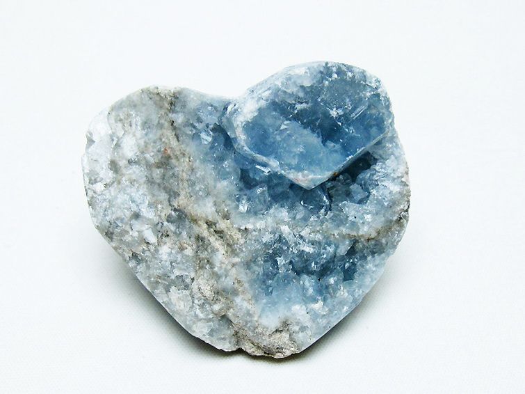 セレスタイト 天青石 ハートシェイプ 原石 [t756-6114] 1枚目