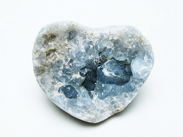 セレスタイト 天青石 ハートシェイプ 原石 [t756-6135] 1枚目
