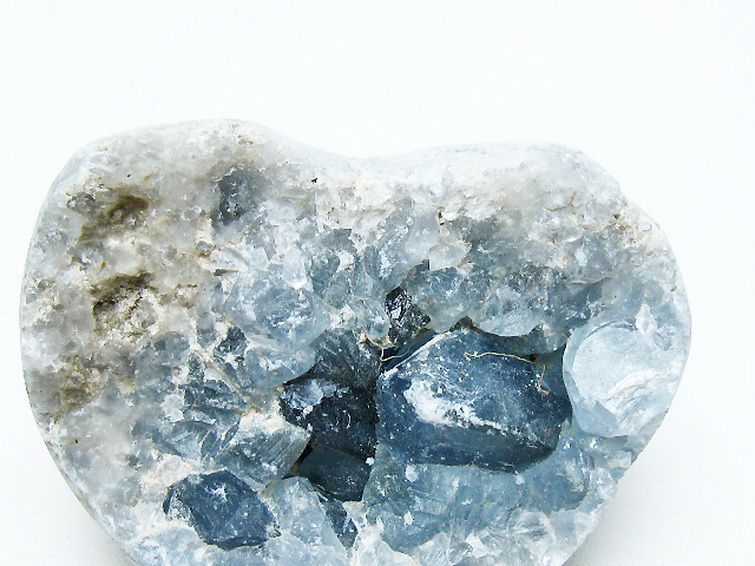 セレスタイト 天青石 ハートシェイプ 原石 [t756-6135] 2枚目