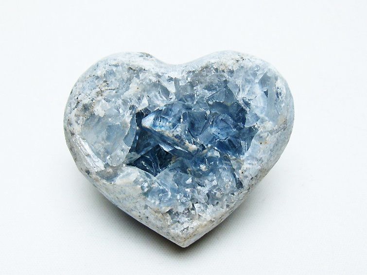 セレスタイト 天青石 ハートシェイプ 原石 [t756-6151] 1枚目