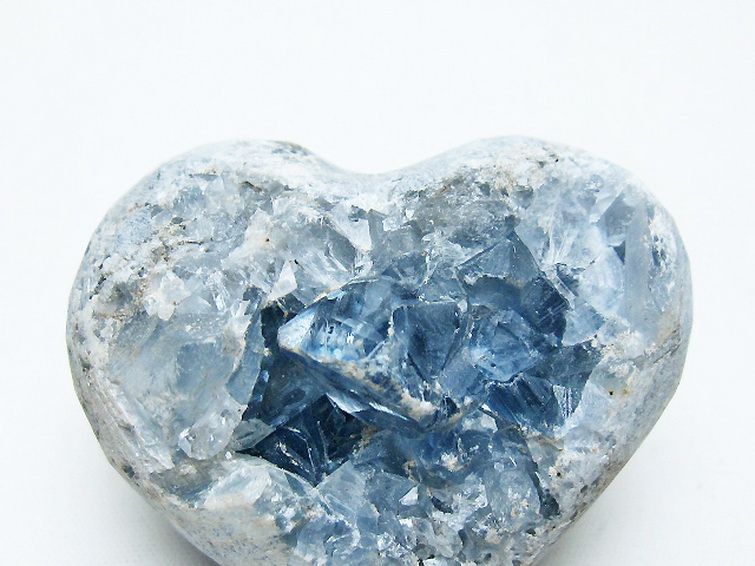 セレスタイト 天青石 ハートシェイプ 原石 [t756-6151] 2枚目