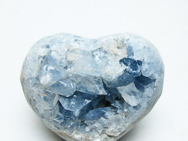 セレスタイト 天青石 ハートシェイプ 原石 [t756-6157] 2枚目