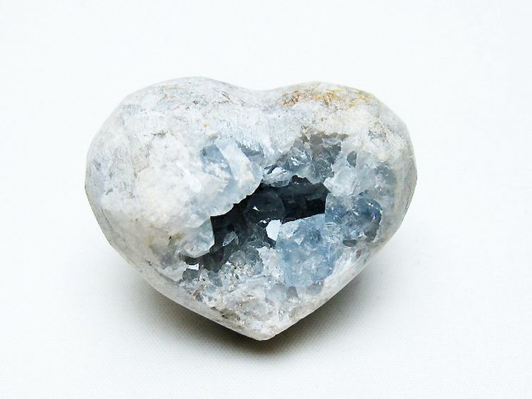 セレスタイト 天青石 ハートシェイプ 原石 [t756-6166] 1枚目