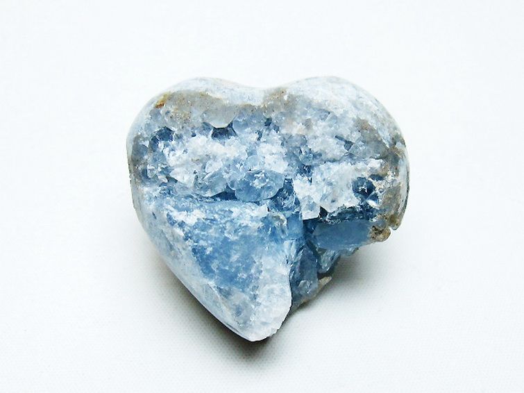 セレスタイト 天青石 ハートシェイプ 原石[T756-6173] 1枚目
