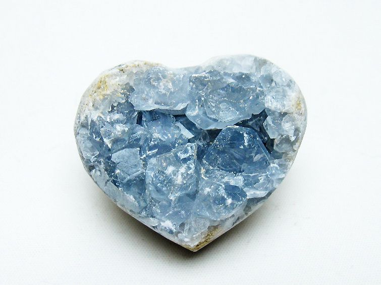 セレスタイト 天青石 ハートシェイプ 原石 [t756-6197]