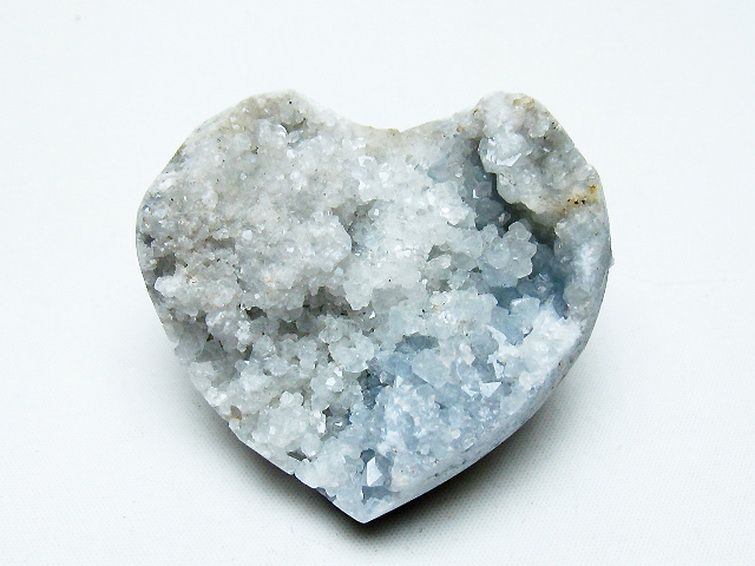 セレスタイト 天青石 ハートシェイプ 原石[T756-6211] 1枚目