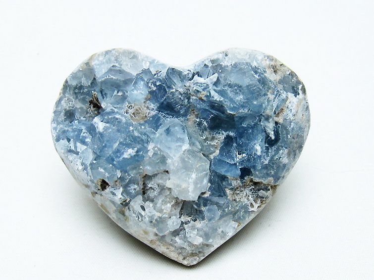 セレスタイト 天青石 ハートシェイプ 原石 [t756-6221] 1枚目
