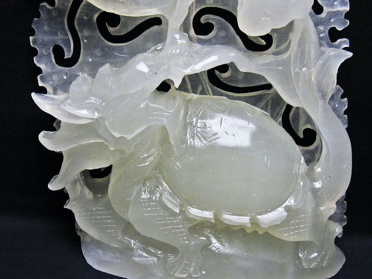 1.5Kg 漢白玉 手彫り 龍 置物 [t757-1976] 2枚目