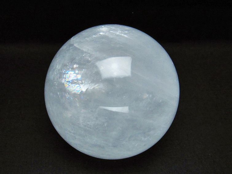 虹入り カルサイト 丸玉 82mm [T758-2082] 1枚目