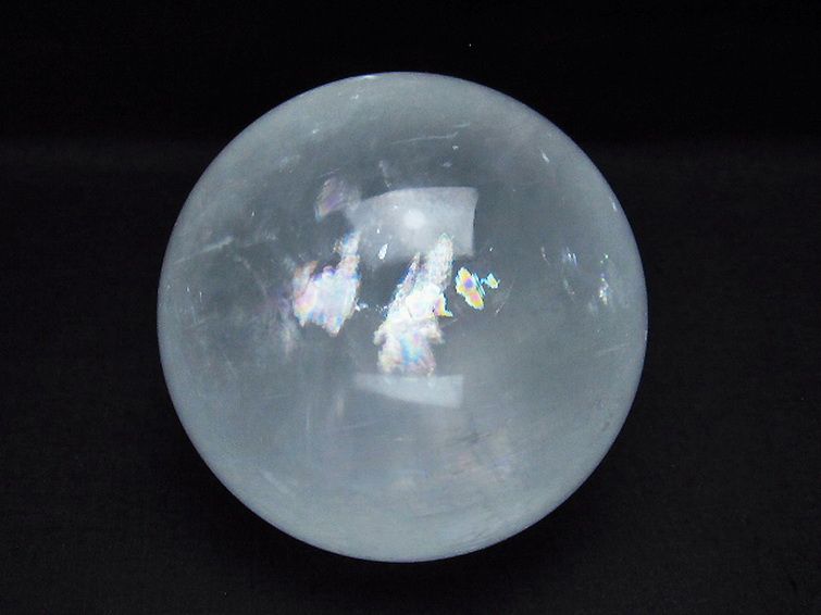 虹入り カルサイト 丸玉 85mm [T758-2113] 1枚目