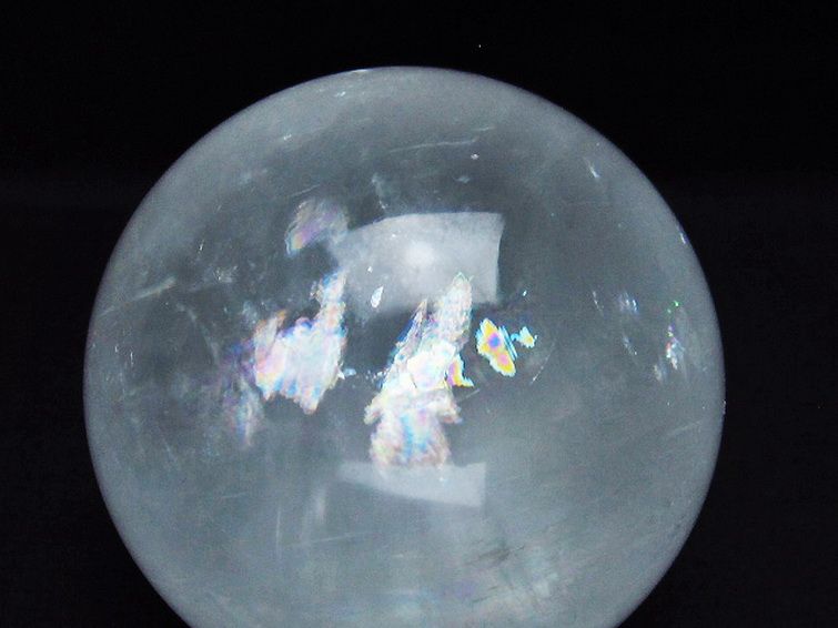 虹入り カルサイト 丸玉 85mm [T758-2113] 2枚目