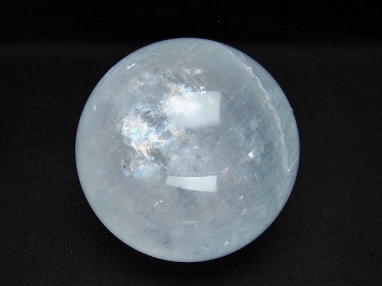 虹入り カルサイト 丸玉 78mm [t758-2122] 1枚目