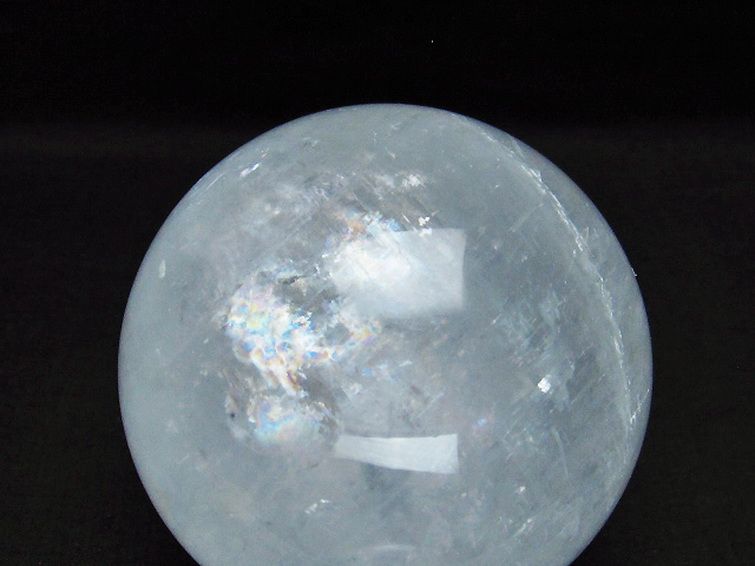 虹入り カルサイト 丸玉 78mm [t758-2122] 2枚目