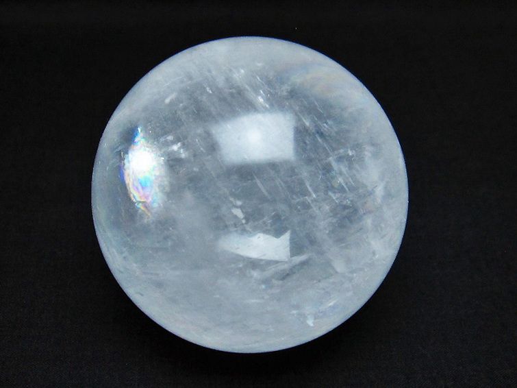 虹入り カルサイト 丸玉 69mm [t758-2146] 1枚目