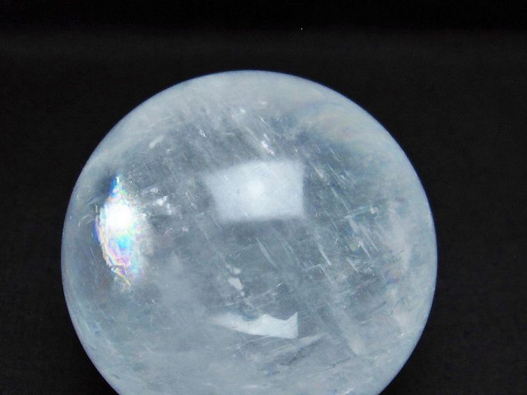 虹入り カルサイト 丸玉 69mm [t758-2146] 2枚目