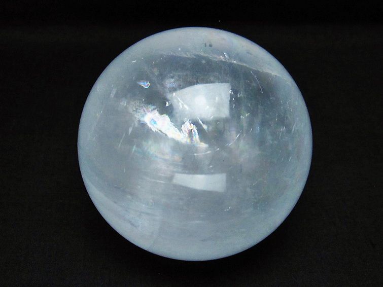 虹入り カルサイト 丸玉 78mm [t758-2172] 1枚目
