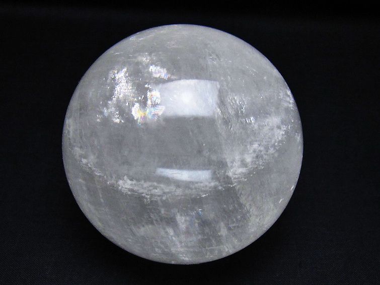 虹入り カルサイト 丸玉 78mm [t758-2264] 1枚目