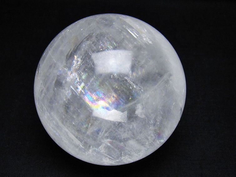 虹入り カルサイト 丸玉 69mm [t758-2359] 1枚目