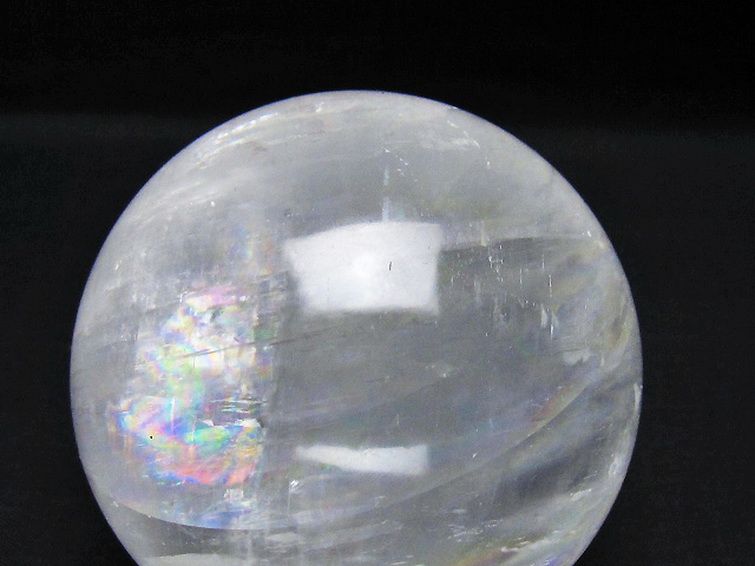 虹入り カルサイト 丸玉 82mm [t758-2414] 2枚目