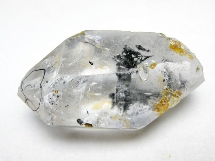 水入り スティブナイト（輝安鉱）入り | ハーキマーダイヤモンド水晶 原石[T768-2326] 1枚目
