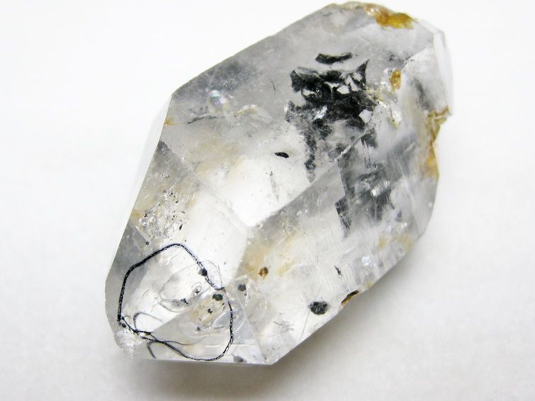 水入り スティブナイト（輝安鉱）入り | ハーキマーダイヤモンド水晶 原石[T768-2326] 2枚目