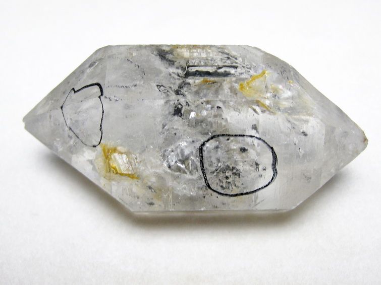 水入り スティブナイト（輝安鉱）入り | ハーキマーダイヤモンド水晶 原石[T768-2347] 1枚目