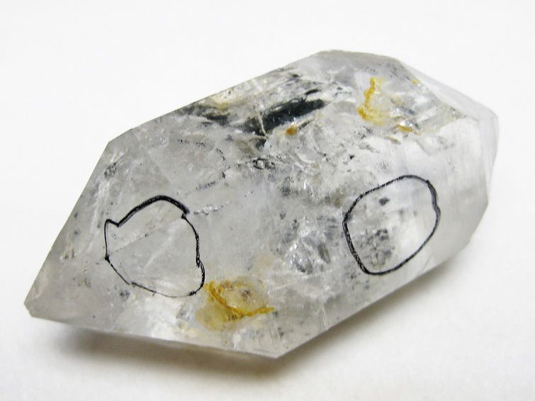 水入り スティブナイト（輝安鉱）入り | ハーキマーダイヤモンド水晶 原石[T768-2347] 2枚目