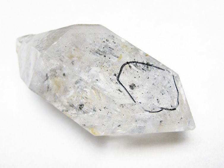 水入り スティブナイト（輝安鉱）入り | ハーキマーダイヤモンド水晶 原石[T768-2359] 2枚目