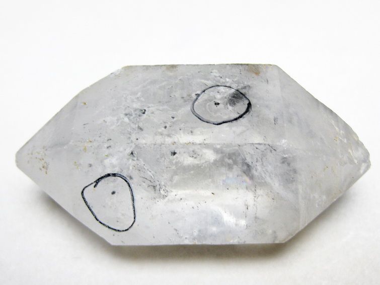水入り スティブナイト（輝安鉱）入り | ハーキマーダイヤモンド水晶 原石[T768-2360] 1枚目