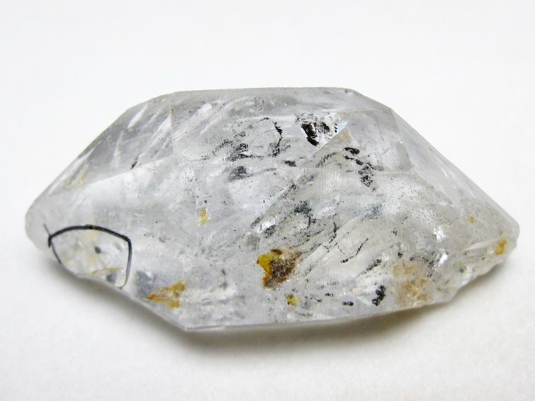 水入り スティブナイト（輝安鉱）入り | ハーキマーダイヤモンド水晶 原石[T768-2362] 1枚目