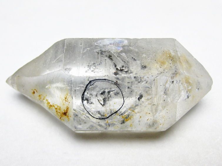 水入り スティブナイト（輝安鉱）入り | ハーキマーダイヤモンド水晶 原石[T768-2365] 1枚目