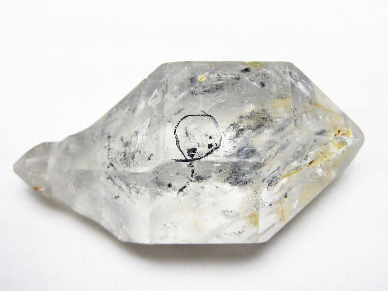 水入り スティブナイト（輝安鉱）入り | ハーキマーダイヤモンド水晶 原石[T768-2380] 1枚目