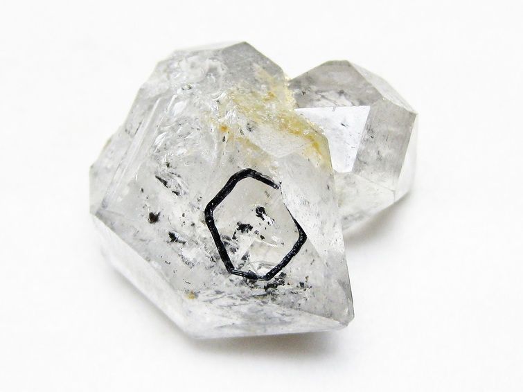 水入り スティブナイト（輝安鉱）入り | ハーキマーダイヤモンド水晶 原石[T768-2383] 1枚目